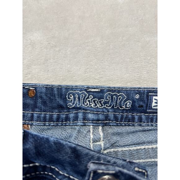 Miss Me Jeans Womens 30 Medium Wash Blue Denim Signature Crop Embellished Pocket - Picture 5 of 14